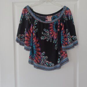 Flying Tomato Blouse Medium 100% Rayon Floral NWT Whimsigoth Dark Fairy